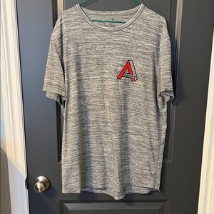 American Eagle Outfitters Heather Gray Tee with Red Accent